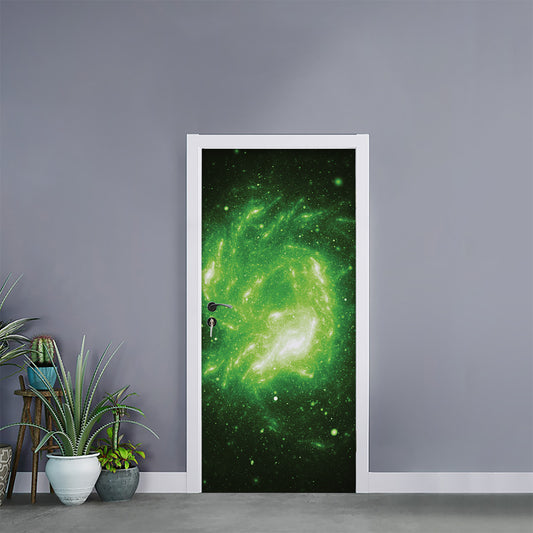 Green Sparkle Galaxy Print Door Sticker