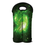 Green Sparkle Galaxy Print Double Neoprene Wine Tote