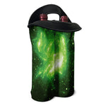 Green Sparkle Galaxy Print Double Neoprene Wine Tote
