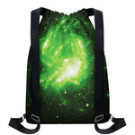 Green Sparkle Galaxy Print Drawstring Backpack