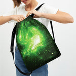 Green Sparkle Galaxy Print Drawstring Backpack
