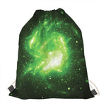 Green Sparkle Galaxy Print Drawstring Bag