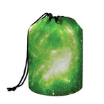 Green Sparkle Galaxy Print Drawstring Makeup Bag