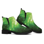 Green Sparkle Galaxy Print Flat Ankle Boots