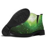 Green Sparkle Galaxy Print Flat Ankle Boots