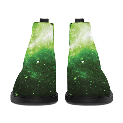 Green Sparkle Galaxy Print Flat Ankle Boots