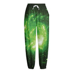 Green Sparkle Galaxy Print Fleece Lined Knit Pants