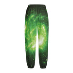 Green Sparkle Galaxy Print Fleece Lined Knit Pants