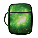 Green Sparkle Galaxy Print Front Pocket Bible Bag