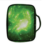 Green Sparkle Galaxy Print Front Pocket Bible Bag