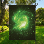 Green Sparkle Galaxy Print Garden Flag