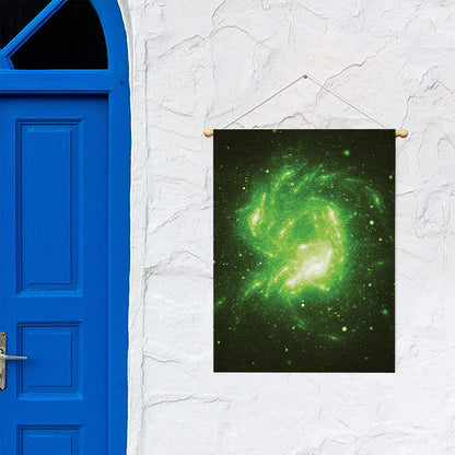 Green Sparkle Galaxy Print Garden Flag