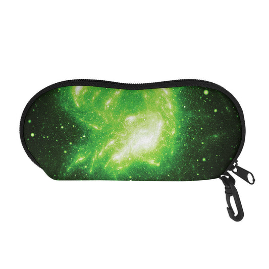 Green Sparkle Galaxy Print Glasses Case