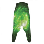 Green Sparkle Galaxy Print Hammer Pants