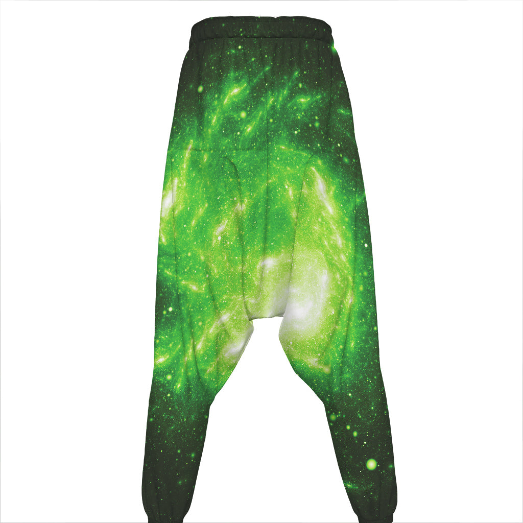 Green Sparkle Galaxy Print Hammer Pants