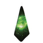 Green Sparkle Galaxy Print Hand Towel