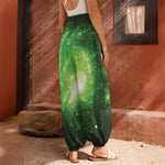 Green Sparkle Galaxy Print Harem Pants