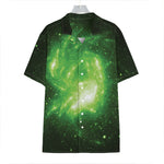Green Sparkle Galaxy Print Hawaiian Shirt