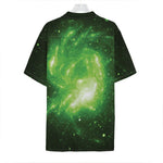 Green Sparkle Galaxy Print Hawaiian Shirt