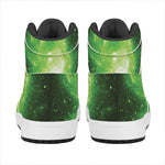 Green Sparkle Galaxy Print High Top Leather Sneakers