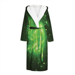 Green Sparkle Galaxy Print Hooded Bathrobe