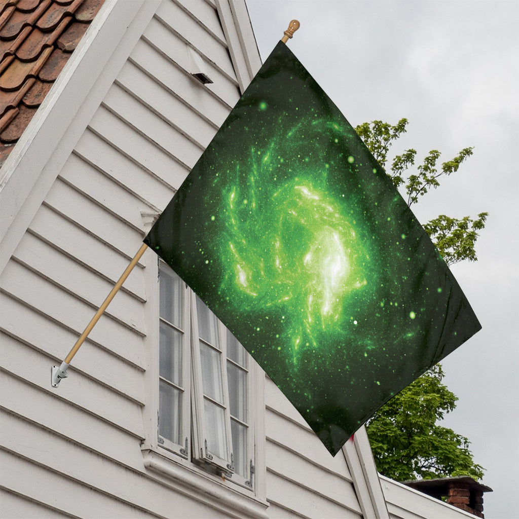 Green Sparkle Galaxy Print House Flag