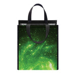 Green Sparkle Galaxy Print Insulated Lunch Tote