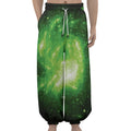 Green Sparkle Galaxy Print Lantern Pants