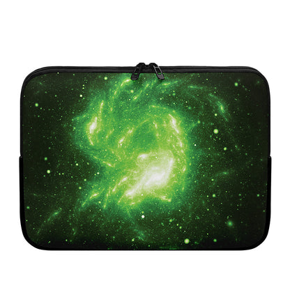 Green Sparkle Galaxy Print Laptop Sleeve