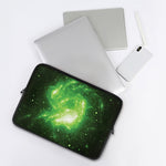 Green Sparkle Galaxy Print Laptop Sleeve