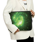 Green Sparkle Galaxy Print Laptop Sleeve
