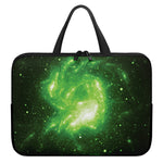 Green Sparkle Galaxy Print Laptop Sleeve With Handle
