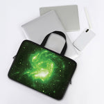 Green Sparkle Galaxy Print Laptop Sleeve With Handle