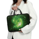 Green Sparkle Galaxy Print Laptop Sleeve With Handle