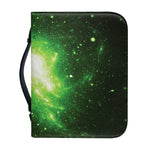Green Sparkle Galaxy Print Leather Bible Cover