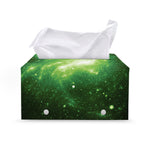 Green Sparkle Galaxy Print Leather Tissue Box Cover