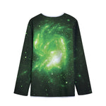 Green Sparkle Galaxy Print Long Sleeve Short Coat
