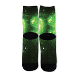 Green Sparkle Galaxy Print Long Socks