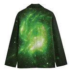 Green Sparkle Galaxy Print Men's Blazer