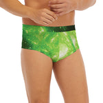 Green Sparkle Galaxy Print Men's Briefs