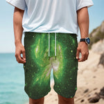 Green Sparkle Galaxy Print Men's Cargo Shorts