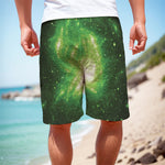 Green Sparkle Galaxy Print Men's Cargo Shorts