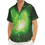 Green Sparkle Galaxy Print Men's Deep V-Neck Shirt