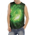 Green Sparkle Galaxy Print Men's Fitness Tank Top