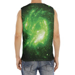 Green Sparkle Galaxy Print Men's Fitness Tank Top