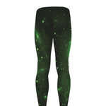 Green Sparkle Galaxy Print Men's leggings
