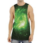 Green Sparkle Galaxy Print Men's Muscle Tank Top