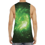 Green Sparkle Galaxy Print Men's Muscle Tank Top