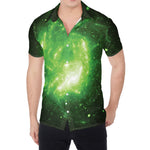 Green Sparkle Galaxy Print Men's Shirt