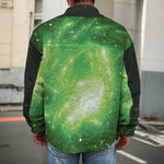 Green Sparkle Galaxy Print Men's Shirt Jacket